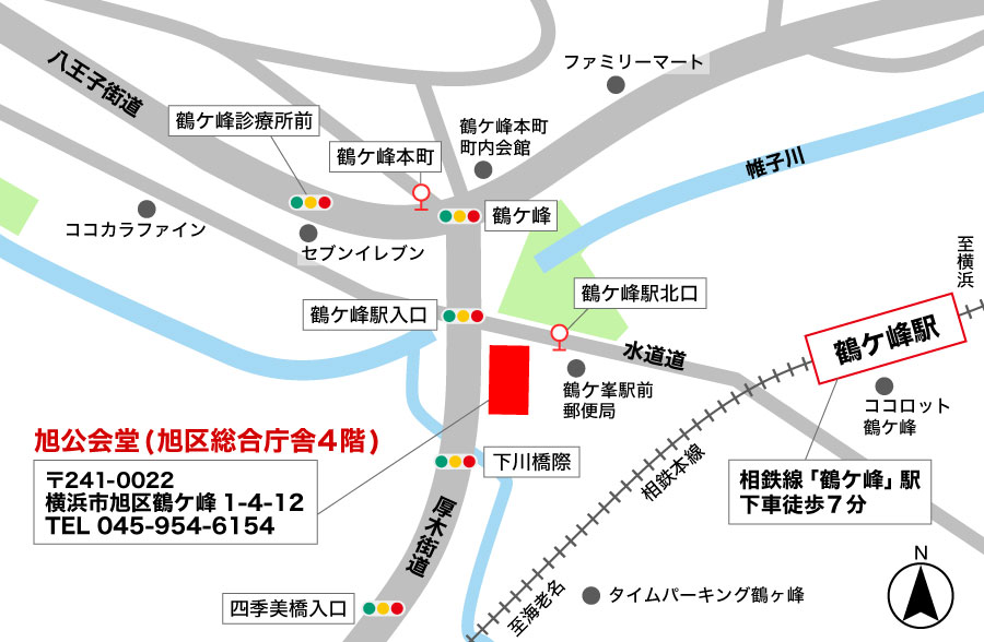 旭公会堂周辺の地図